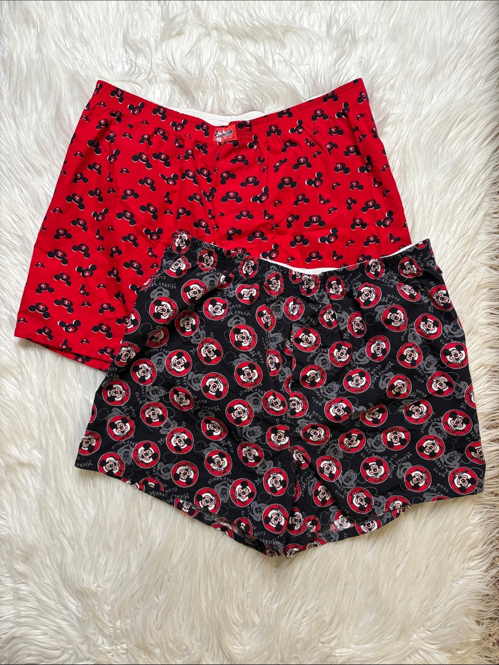 Disney Mickey Mouse Men’s Red & Black Boxer Shorts - 2 Pack, Large